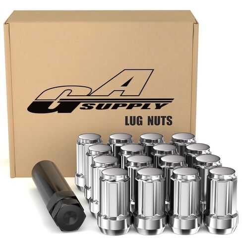 GAsupply 3/8"-24 ATV Lug Nuts Chrome, Closed End Acorn Spline Lug Nut Set 1.38" 35mm Tall Conical/Cone Seat, 16pcs+1 Spline Lock Key in Saudi Arabia