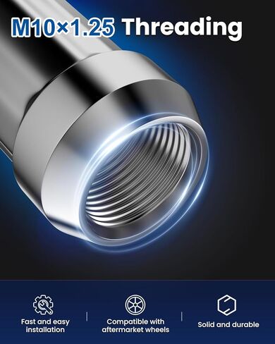 GAsupply 3/8"-24 ATV Lug Nuts Chrome, Closed End Acorn Spline Lug Nut Set 1.38" 35mm Tall Conical/Cone Seat, 16pcs+1 Spline Lock Key in Saudi Arabia