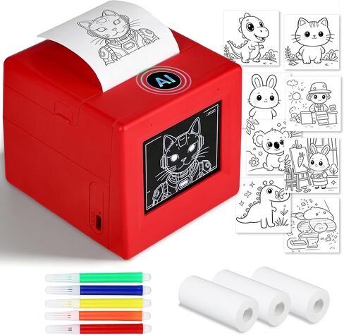 AI Mini Printer with Preview Screen, Voice-Activated Portable Thermal Sticker Printer, Inkless Pocket Printer for Study Notes, Journaling & DIY, Bluetooth Compatible with iOS/Android in Saudi Arabia