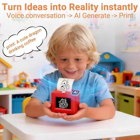 AI Mini Printer with Preview Screen, Voice-Activated Portable Thermal Sticker Printer, Inkless Pocket Printer for Study Notes, Journaling & DIY, Bluetooth Compatible with iOS/Android in Saudi Arabia