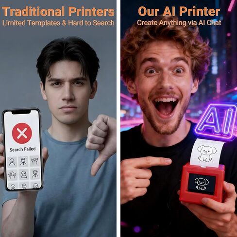 AI Mini Printer with Preview Screen, Voice-Activated Portable Thermal Sticker Printer, Inkless Pocket Printer for Study Notes, Journaling & DIY, Bluetooth Compatible with iOS/Android in Saudi Arabia