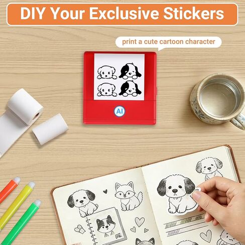 AI Mini Printer with Preview Screen, Voice-Activated Portable Thermal Sticker Printer, Inkless Pocket Printer for Study Notes, Journaling & DIY, Bluetooth Compatible with iOS/Android in Saudi Arabia