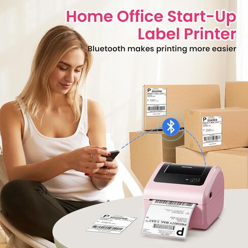 D450BT Shipping Label Printer&500Pcs 4x6 Thermal Shipping Label, Shipping Address Labels (2 Rolls of 250 4x6 Roll Labels) - Compatible with Nelko, JADENS, beeprt, ASprink, Rollo, Zebra, Omezizy and Ot in Saudi Arabia