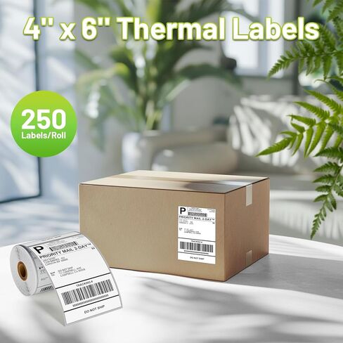 D450BT Shipping Label Printer&500Pcs 4x6 Thermal Shipping Label, Shipping Address Labels (2 Rolls of 250 4x6 Roll Labels) - Compatible with Nelko, JADENS, beeprt, ASprink, Rollo, Zebra, Omezizy and Ot in Saudi Arabia