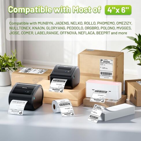 D450BT Shipping Label Printer&500Pcs 4x6 Thermal Shipping Label, Shipping Address Labels (2 Rolls of 250 4x6 Roll Labels) - Compatible with Nelko, JADENS, beeprt, ASprink, Rollo, Zebra, Omezizy and Ot in Saudi Arabia