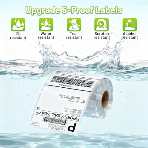 D450BT Shipping Label Printer&500Pcs 4x6 Thermal Shipping Label, Shipping Address Labels (2 Rolls of 250 4x6 Roll Labels) - Compatible with Nelko, JADENS, beeprt, ASprink, Rollo, Zebra, Omezizy and Ot in Saudi Arabia