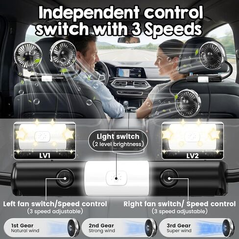 Rechargeable Car Backseat Fan for Baby Rear Facing, Backseat Fan for Kids Car Back Seat (Battery Operated) in Saudi Arabia