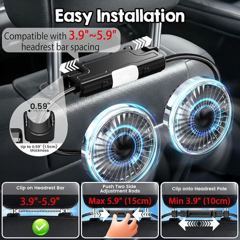 Rechargeable Car Backseat Fan for Baby Rear Facing, Backseat Fan for Kids Car Back Seat (Battery Operated) in Saudi Arabia
