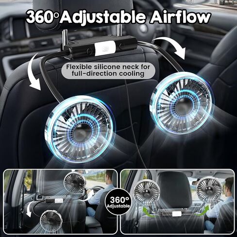 Rechargeable Car Backseat Fan for Baby Rear Facing, Backseat Fan for Kids Car Back Seat (Battery Operated) in Saudi Arabia