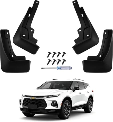 No Drill Mud Flaps for 2019-2024 Chevrolet Chevy Blazer SUV, Heavy Duty Front & Rear All Weather Splash Guards Set for L/1LT/2LT/3LT/RS/Premier Models, OEM Style Textured Black Mud Guards in Saudi Arabia