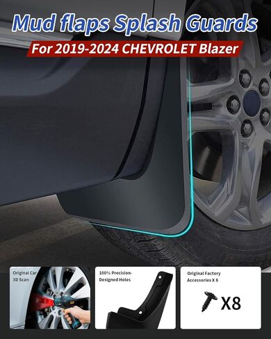 No Drill Mud Flaps for 2019-2024 Chevrolet Chevy Blazer SUV, Heavy Duty Front & Rear All Weather Splash Guards Set for L/1LT/2LT/3LT/RS/Premier Models, OEM Style Textured Black Mud Guards in Saudi Arabia