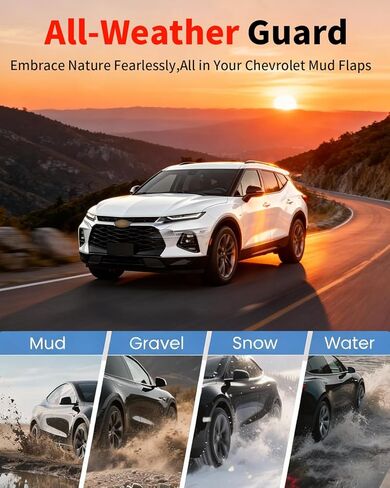No Drill Mud Flaps for 2019-2024 Chevrolet Chevy Blazer SUV, Heavy Duty Front & Rear All Weather Splash Guards Set for L/1LT/2LT/3LT/RS/Premier Models, OEM Style Textured Black Mud Guards in Saudi Arabia