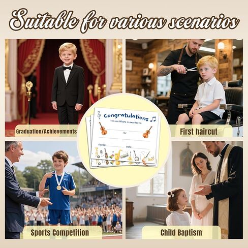 Music Congratulations Certificate, 25 Pcs Music Award Certificates, Musical Excellence Awards of Completion Gifts for Students, School Graduation Gifts Decorations Supplies -A16 in Saudi Arabia