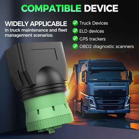 محول أنثى Autel Original Type 2 أخضر 9pin J1939 إلى 16pin obd2، ذكر إلى موصل J1962 obdii، يعمل للشاحنات الثقيلة، يستخدم لجهاز ELD ومتعقب GPS وماسح ضوئي للشاحنة in Kuwait