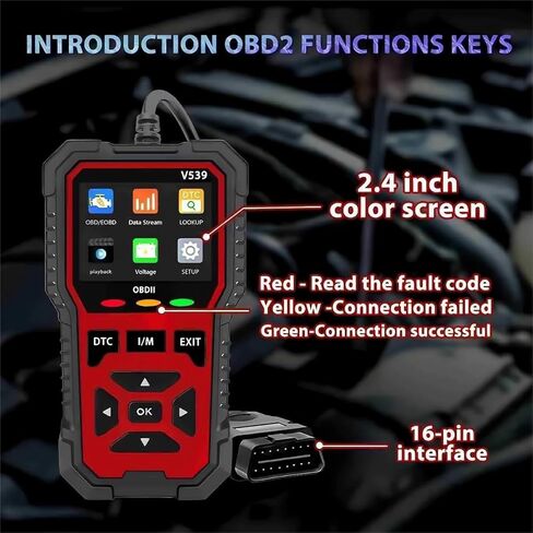 Upgraded Version of V519, V539 OBD2 Scanner, USB Powered Car Fault Code Reader, Engine Diagnosis Tool for OBD II Protocol Vehicles Since 1996, I/M Readiness, Battery Voltage Test in Saudi Arabia