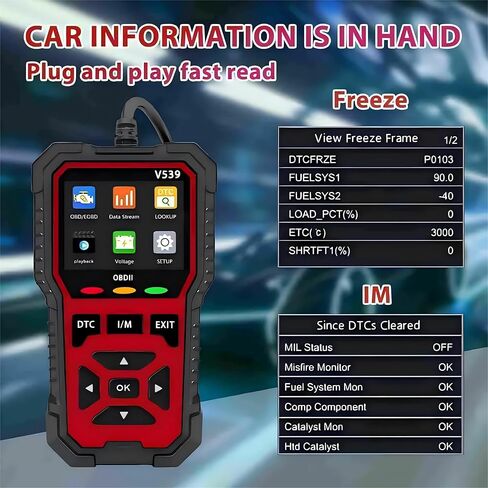 Upgraded Version of V519, V539 OBD2 Scanner, USB Powered Car Fault Code Reader, Engine Diagnosis Tool for OBD II Protocol Vehicles Since 1996, I/M Readiness, Battery Voltage Test in Saudi Arabia