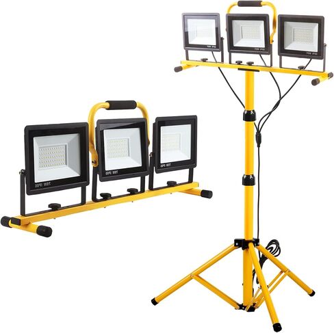 22000 Lumen Work Lights with Stand, 3 Head Portable LED Work Light, with Adjustable&Foldable Tripod Stand, IP66 Waterproof Lamp for Outdoor Indoor Job Site Workshop Garage Construction Site Lighting in Saudi Arabia