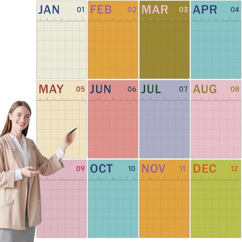 2026 Wall Calendar 12 Month Large Undated Monthly Vertical Wall Calendar 24" x 16" Yearly 2026 Big Monthly Planner for Office Home School Organizing Planning (Colorful) in Kuwait