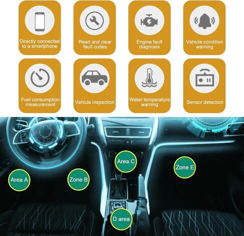 أداة تشخيص بلوتوث OBD2 للسيارة، قارئ رمز ELM327 V2.1 للمراقبة في الوقت الحقيقي، ماسح ضوئي صغير مضاد للتداخل لإعادة ضبط ضوء المحرك الشفاف، عالمي لنظام التشغيل IOS Android Windows (أسود) in Kuwait