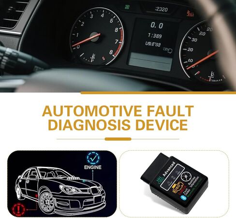 أداة تشخيص بلوتوث OBD2 للسيارة، قارئ رمز ELM327 V2.1 للمراقبة في الوقت الحقيقي، ماسح ضوئي صغير مضاد للتداخل لإعادة ضبط ضوء المحرك الشفاف، عالمي لنظام التشغيل IOS Android Windows (أسود) in Kuwait
