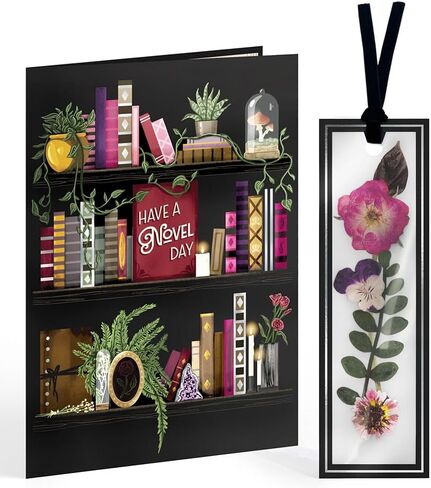 Lovepop Petal Pressed Bookmark Card for Women - Faux Preserved Flowers Book Marks for Reading in a 5" x 7" Card for Book Lovers, Students, Teachers, Kids, Adults - True Classic - Blank Notecard & Envelope Included in Kuwait