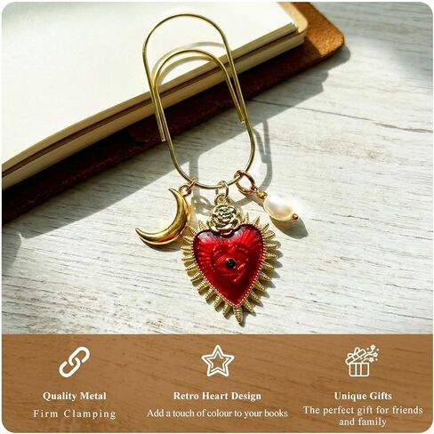 Planner Paper Clip Bookmark – Cute Decorative Paperclip with Charm, Journal and Bookmark Clip for Planners, Notebooks, Books, and Reading Accessories in Saudi Arabia