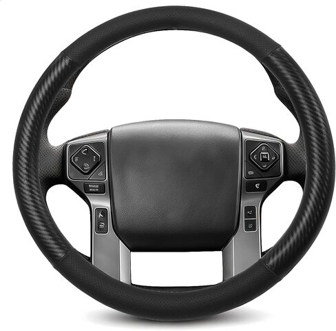 Steering Wheel Cover for Toyota 4Runner, Tacoma, Tundra, Sequoia, Large Size 15.5-16", Black Carbon Fiber in Saudi Arabia