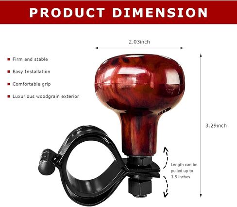 Car Woodgrain Steering Wheel Spinner Knob, Smooth Auto Steering Wheel Ball Booster Turning Assist Knob, Anti-Slip Power Handle Spinner for Car Semi Truck Tractor Boat in Kuwait