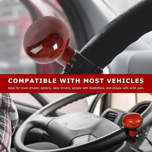 Car Woodgrain Steering Wheel Spinner Knob, Smooth Auto Steering Wheel Ball Booster Turning Assist Knob, Anti-Slip Power Handle Spinner for Car Semi Truck Tractor Boat in Kuwait