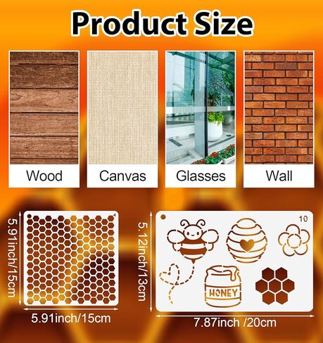 12 Pcs Honeycomb Stencil, Reusable Bee Stencil, White Painting Templates for DIY Crafts on Wood Furniture Wall Canvas Fabric Tile Paper in Saudi Arabia