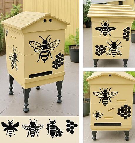 12 Pcs Honeycomb Stencil, Reusable Bee Stencil, White Painting Templates for DIY Crafts on Wood Furniture Wall Canvas Fabric Tile Paper in Saudi Arabia