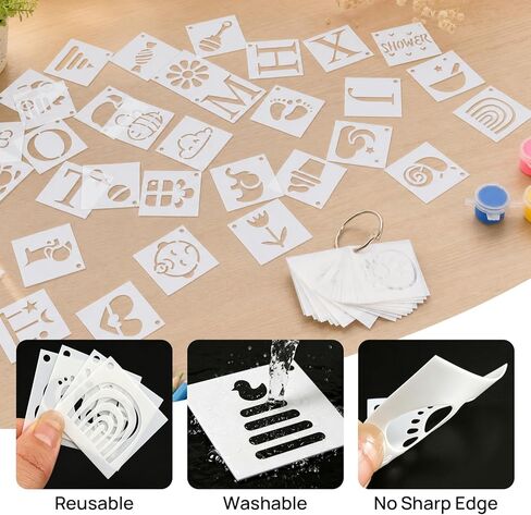 100 Pcs Small Stencils for Crafts, 1.5 inch Stencils for Kids Reusable Painting Templates Crafts for Wood, Wall, Fabric, Glass, DIY Scrapbook with Storage Box in Saudi Arabia