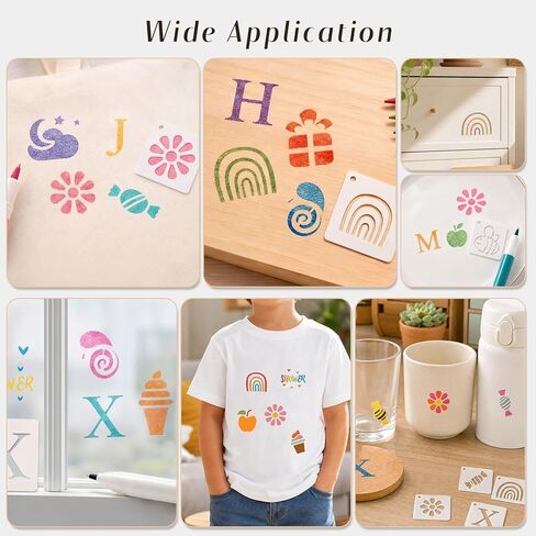 100 Pcs Small Stencils for Crafts, 1.5 inch Stencils for Kids Reusable Painting Templates Crafts for Wood, Wall, Fabric, Glass, DIY Scrapbook with Storage Box in Saudi Arabia