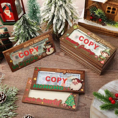 12 Pcs Wooden Christmas Money Gift Card Holder Set Christmas Card Box Elk Santa Claus Elf Cash Holder Bulk DIY Money Holder Merry Xmas Decors Christmas Holiday Party Favors, 6 Styles in Saudi Arabia