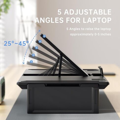 Heymaster Ergonomic Monitor Stand Riser, Laptop Stand Foldable Muti-Angle Adjustable Portable Foldable Stand with Heat-Vent Compatible with MacBook, Air, Pro, Surface Laptop (9-17 inches) (Black) in Saudi Arabia