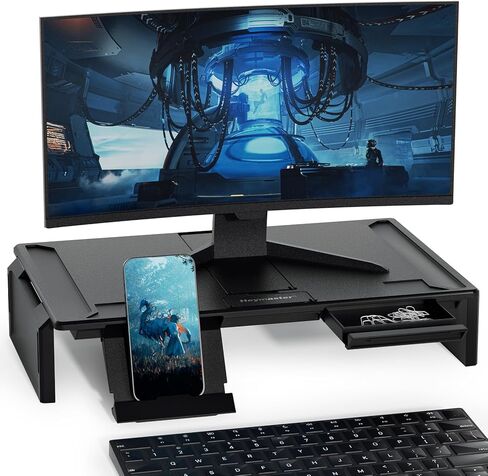 Heymaster Ergonomic Monitor Stand Riser, Laptop Stand Foldable Muti-Angle Adjustable Portable Foldable Stand with Heat-Vent Compatible with MacBook, Air, Pro, Surface Laptop (9-17 inches) (Black) in Saudi Arabia