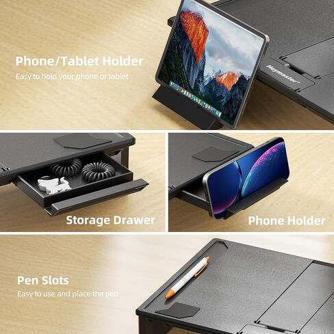 Heymaster Ergonomic Monitor Stand Riser, Laptop Stand Foldable Muti-Angle Adjustable Portable Foldable Stand with Heat-Vent Compatible with MacBook, Air, Pro, Surface Laptop (9-17 inches) (Black) in Saudi Arabia