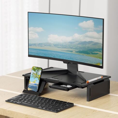 Heymaster Ergonomic Monitor Stand Riser, Laptop Stand Foldable Muti-Angle Adjustable Portable Foldable Stand with Heat-Vent Compatible with MacBook, Air, Pro, Surface Laptop (9-17 inches) (Black) in Saudi Arabia