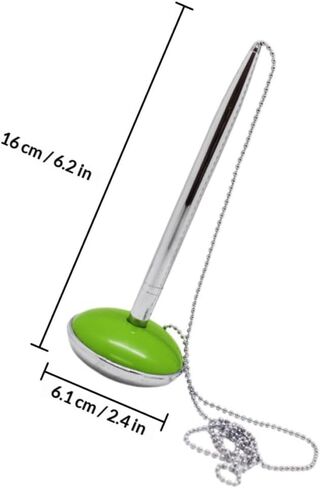 ULTECHNOVO Counter Pen with Chain and Base, Emerald Office Signature Pen for Hotel Front Desk and Bank Office, Standing Design Security Writing Instrument for Reception and Guestbook Use in Kuwait