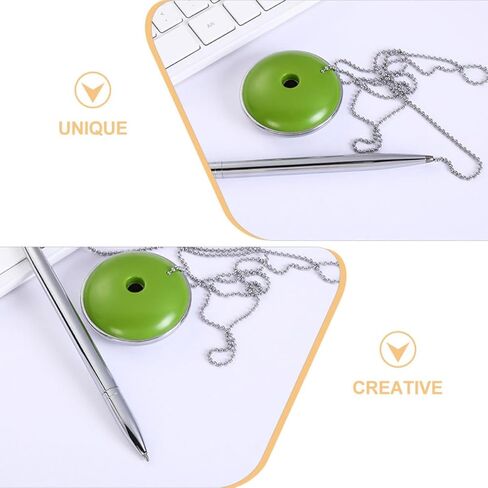 ULTECHNOVO Counter Signature Pen with Chain and Base Green Multi-function Desk Pen for Bank Hotel Office Guestbook Signing Secure Office Stationery in Kuwait
