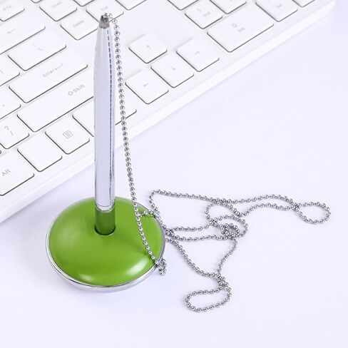 ULTECHNOVO Counter Signature Pen with Chain and Base Green Multi-function Desk Pen for Bank Hotel Office Guestbook Signing Secure Office Stationery in Kuwait