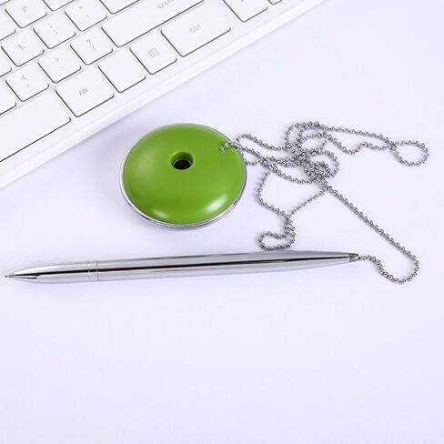 ULTECHNOVO Counter Signature Pen with Chain and Base Green Multi-function Desk Pen for Bank Hotel Office Guestbook Signing Secure Office Stationery in Kuwait