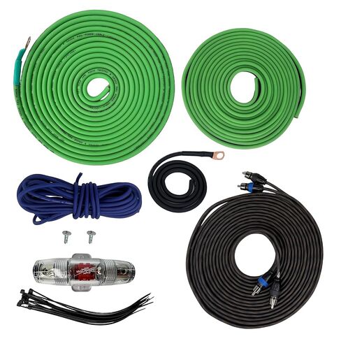 Oversized 8 Ga CCA AWG Amp Kit Twisted RCA Blue Black Complete Sky High in Saudi Arabia