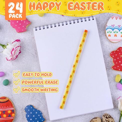 24 قطعة من أقلام رصاص عيد الفصح من AmazingSpark، أقلام رصاص خشبية ممتعة مع ممحاة، هدايا قرطاسية لعيد الفصح لقضاء عطلة سعيدة وحفلات الربيع ومكافآت الفصل الدراسي وحشو حقائب الهدايا in Kuwait