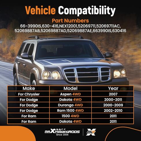 maXpeedingrods Front CV Intermediate Shaft for Dodge Ram 1500 2002-2010, Ram 1500 2011, Dakota 2000-2011, Durango 2000-2009, Chrysler Aspen 2007, 4WD, Left Driver Side Replace# 52069711AC, 52069887AB in Kuwait
