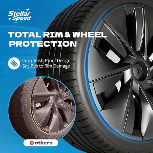19 Inch Wheel Covers for Tesla Model Y 2021-2024, Hubcaps Compatible with Tesla Model Y Rim Protector Replacement, Quick Installation, 4 Pcs Matte Black in Kuwait