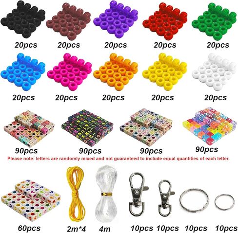 Aqltidiz DIY Beaded Keychain Making Kit, 660Pcs Bag Charm Supplies with Letter Beads, Heart Beads, Swivel Snap Hooks, Key Rings and Sturdy Cords, Ideal Handmade Craft Gift for Birthdays & Holidays in Saudi Arabia