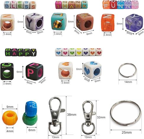 Aqltidiz DIY Beaded Keychain Making Kit, 660Pcs Bag Charm Supplies with Letter Beads, Heart Beads, Swivel Snap Hooks, Key Rings and Sturdy Cords, Ideal Handmade Craft Gift for Birthdays & Holidays in Saudi Arabia