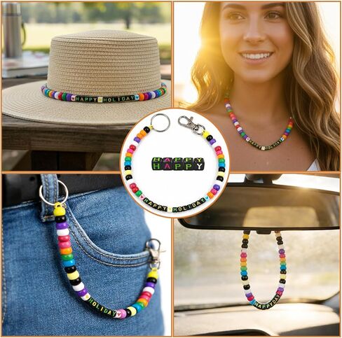 Aqltidiz DIY Beaded Keychain Making Kit, 660Pcs Bag Charm Supplies with Letter Beads, Heart Beads, Swivel Snap Hooks, Key Rings and Sturdy Cords, Ideal Handmade Craft Gift for Birthdays & Holidays in Saudi Arabia