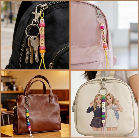 Aqltidiz DIY Beaded Keychain Making Kit, 660Pcs Bag Charm Supplies with Letter Beads, Heart Beads, Swivel Snap Hooks, Key Rings and Sturdy Cords, Ideal Handmade Craft Gift for Birthdays & Holidays in Saudi Arabia